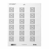 Ihr Brief. Gray Zigzag Muster Monogram. Adressaufkleber (Vorne)