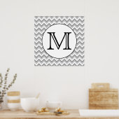 Ihr Brief. Gray Zigzag Muster Monogram. Poster (Küche)