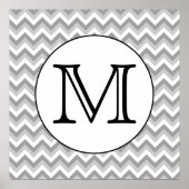 Ihr Brief. Gray Zigzag Muster Monogram. Poster (Vorne)