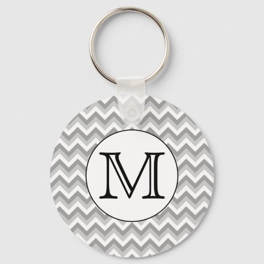 Ihr Brief. Gray Zigzag Muster Monogram. Schlüsselanhänger (Vorderseite)