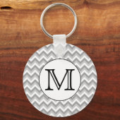 Ihr Brief. Gray Zigzag Muster Monogram. Schlüsselanhänger (Vorderseite)