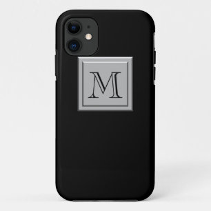 Ihr Brief. Ihr Monogramm. Silberschwarz iPhone 11 Hülle