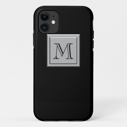 Ihr Brief. Ihr Monogramm. Silberschwarz Case-Mate iPhone Hülle (Rückseite)