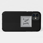 Ihr Brief. Ihr Monogramm. Silberschwarz Case-Mate iPhone Hülle (Rückseite (Horizontal))