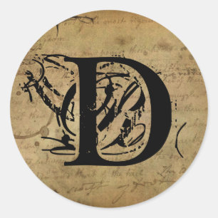 Ihr Brief. Kundenspezifisches Monogramm. Vintages Runder Aufkleber