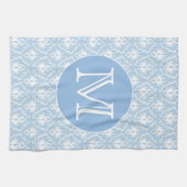 Ihr Brief, Monogramm. Hellblaues Damast-Muster Handtuch (Horizontal)