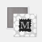 Ihr Brief, Monogramm. Punkte mit schwarzem Platsch Magnet (Vorderseite/Rückseite)
