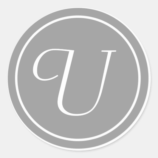 Ihr Brief, Monogramm U, anfänglich grau Runder Aufkleber (Vorderseite)