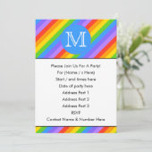 Ihr Brief, Regenbogen Stripes Monogramm Einladung (Stehend Vorderseite)