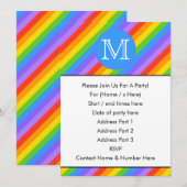 Ihr Brief, Regenbogen Stripes Monogramm Einladung (Vorne/Hinten)