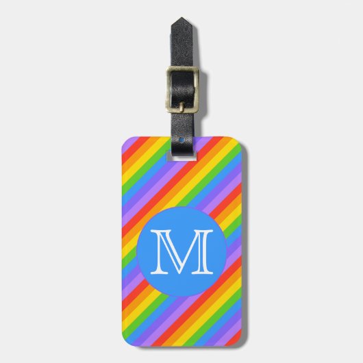 Ihr Brief, Regenbogen Stripes Monogramm Gepäckanhänger (Vorderseite vertikal)