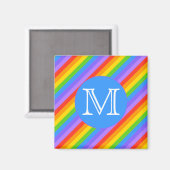 Ihr Brief, Regenbogenstreifen Monogramm. Magnet (Vorderseite/Rückseite)