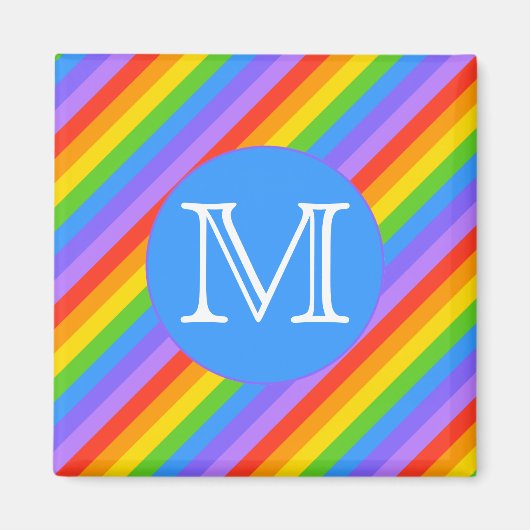 Ihr Brief, Regenbogenstreifen Monogramm. Magnet (Vorne)