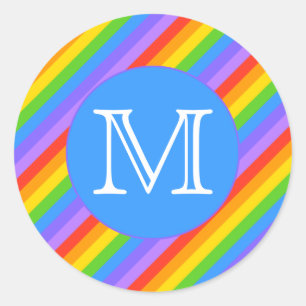 Ihr Brief, Regenbogenstreifen Monogramm. Runder Aufkleber