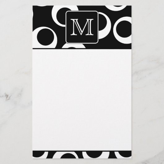 Ihr Brief. Schwarz-Weiß-Monogramm Fun-Muster Briefpapier (Vorderseite)