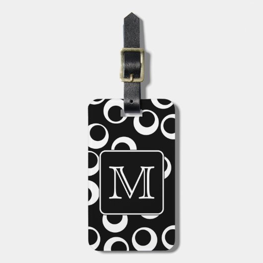Ihr Brief. Schwarzweiss-Monogramm. Spaß-Muster Gepäckanhänger (Vorderseite vertikal)