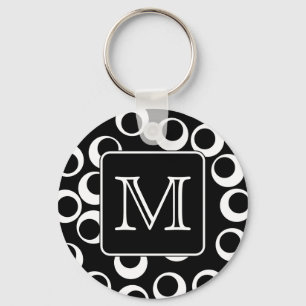 Ihr Brief. Schwarzweiss-Monogramm. Spaß-Muster Schlüsselanhänger