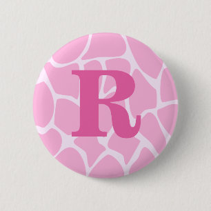 Ihr Buchstabe-Monogramm. Gewohnheit. Rosa Button