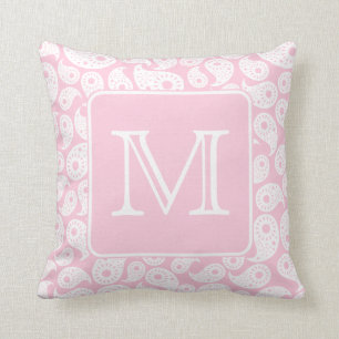 Ihr Buchstabe-Monogramm. Rosa Paisley-Muster Kissen