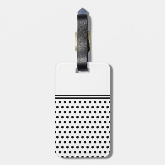 Ihr Buchstabe-Monogramm. Schwarzweiss-Polka-Punkte Gepäckanhänger (Rückseite vertikal)