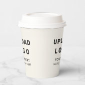 Ihr Business-Logo Einfach Minimalistisches Elfenbe Pappbecher (Links)