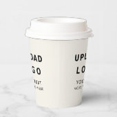 Ihr Business-Logo Einfach Minimalistisches Elfenbe Pappbecher (Rechts)