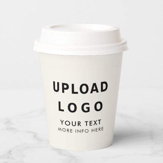 Ihr Business-Logo Einfach Minimalistisches Elfenbe Pappbecher (Vorderseite)