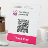 Ihr Business Logo Einfache Magenta Qr Code Sockelschild (In Situ)