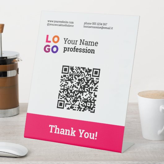 Ihr Business Logo Einfache Magenta Qr Code Sockelschild (In Situ)