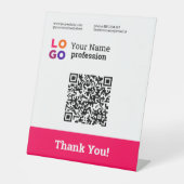 Ihr Business Logo Einfache Magenta Qr Code Sockelschild (Vorderseite)