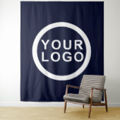 Ihr Business-Logo-Event Moderner, blauer Hintergru Wandteppich (Beispiel)