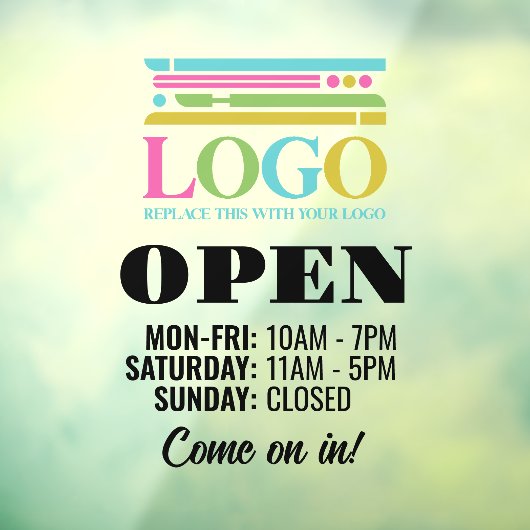 Ihr Business-Logo kommt in den offenen Stunden an Fensteraufkleber (Blatt 3)