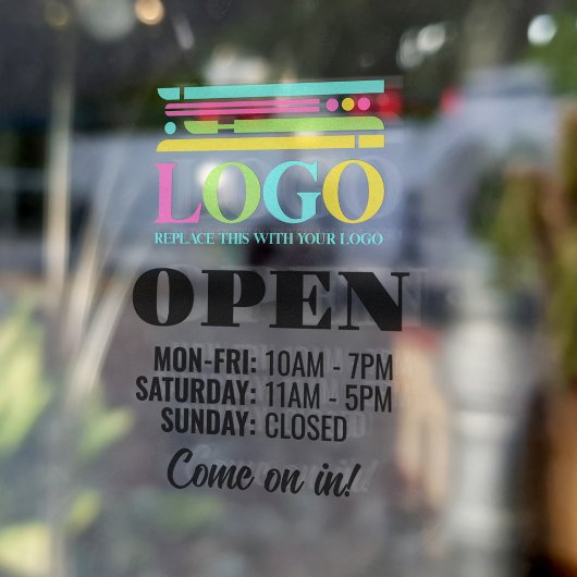 Ihr Business-Logo kommt in den offenen Stunden an Fensteraufkleber