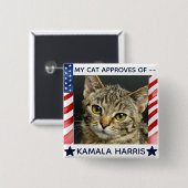 Ihr Cat Dog Pet Foto Kamala Harris Wahl Button (Vorne & Hinten)