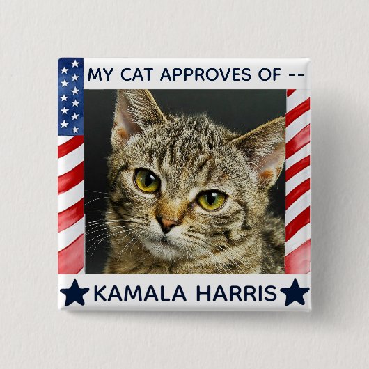 Ihr Cat Dog Pet Foto Kamala Harris Wahl Button (Vorderseite)
