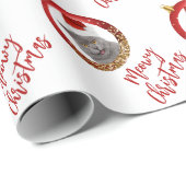 Ihr Cat Foto Red Gold MeowChristmas Geschenkpapier (Rolleneckpunkt)