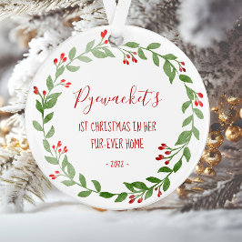 Ihr Cat Foto Wasserfarben Kranz 1. Weihnachten Ornament