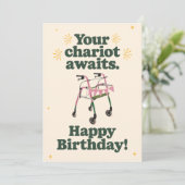 Ihr Chariot erwartet Funny wird älter als der Gebu Einladung (Stehend Vorderseite)