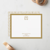 Ihr Church Name Logo Cross Gold Note Card Mitteilungskarte (Vorderseite/Rückseite Beispiel)