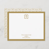 Ihr Church Name Logo Cross Gold Note Card Mitteilungskarte (Vorne/Hinten)