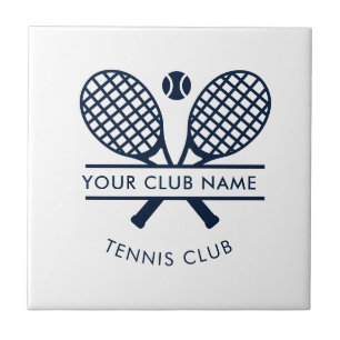 Ihr Club Name Tennis Racket Motif Navy Blue Fliese