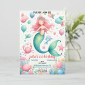 Ihr cooler Meerjungfisch Meerjungfrau Ozean 1. Geb Einladung (Stehend Vorderseite)