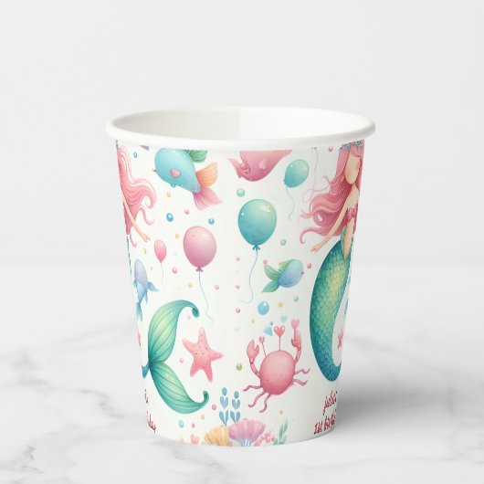 Ihr cooler Meerjungfisch Meerjungfrau Ozean 1. Geb Pappbecher (Links)