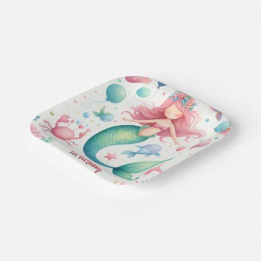 Ihr cooler Meerjungfisch Meerjungfrau Ozean 1. Geb Pappteller (Gewinkelt)