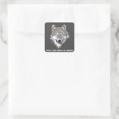 Ihr Cooler Text-/Farblone-Wolf Quadratischer Aufkleber (Tasche)