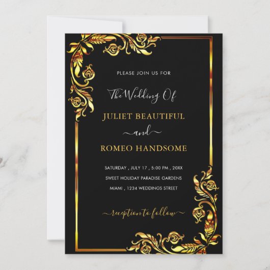 Ihr Design Black Gold Hochzeitsvorlage (Vorderseite)