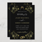 Ihr Design Black Gold Hochzeitsvorlage Mitteilungskarte (Vorne/Hinten)