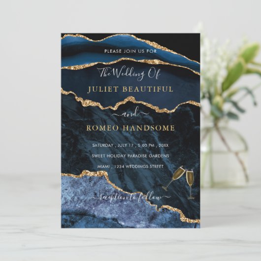 Ihr Design Blue Gold Hochzeitsbeispiel (Stehend Vorderseite)