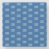 Ihr Design oder Firmenlogo | Blaues Fliesenmuster Steinuntersetzer (Vorderseite)