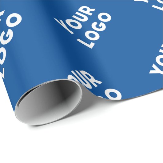 Ihr Design- oder Firmenlogo | Blaugeflechte Muster Geschenkpapier (Rolleneckpunkt)